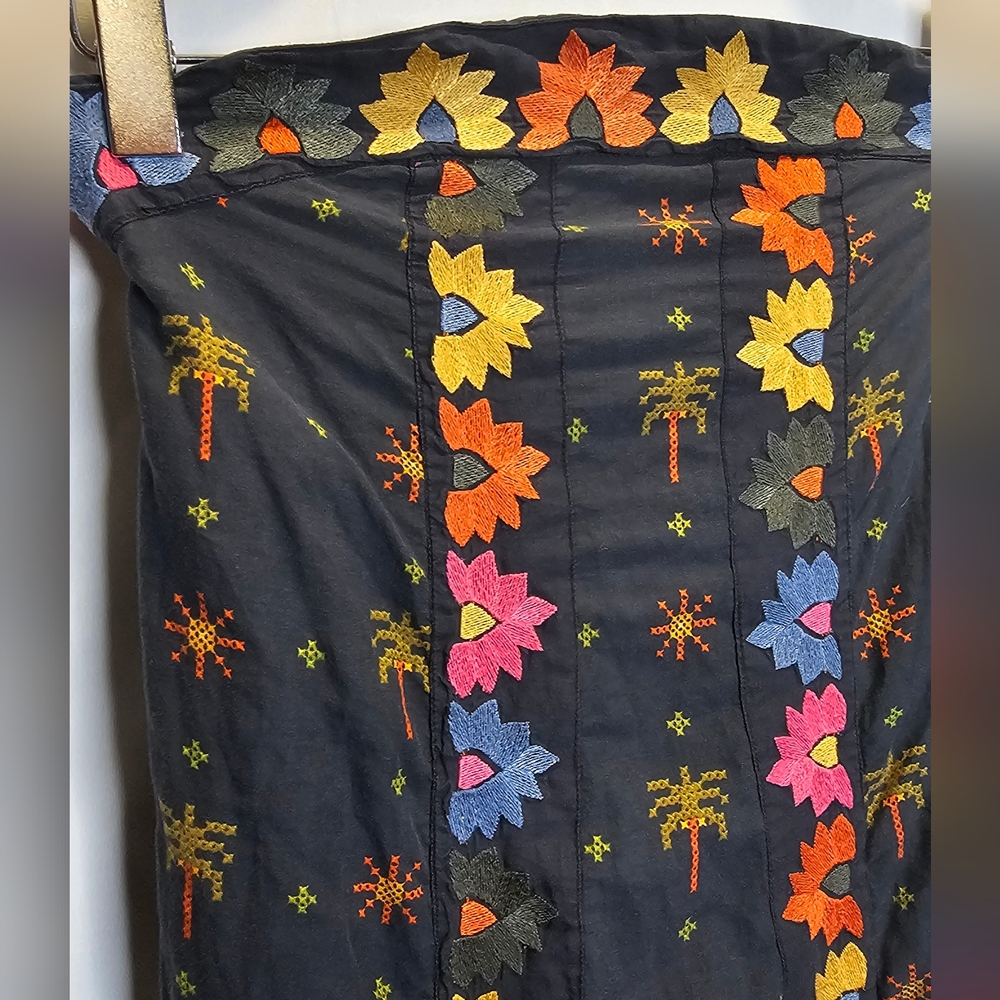 Farm Rio Embroidered Dress Strapless Black Folklore Size XS Anthropologie - Picture 9 of 12
